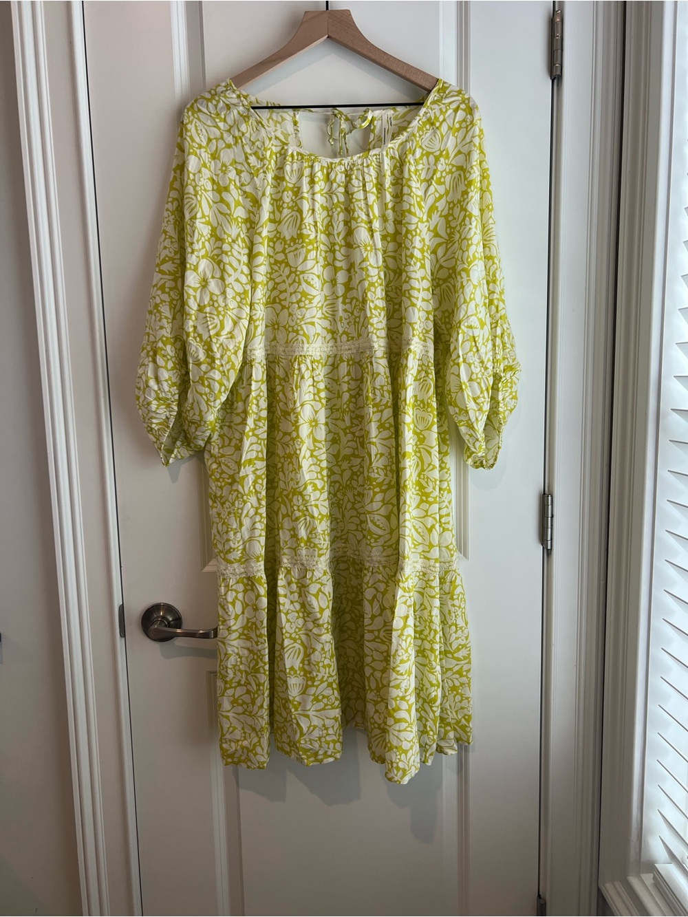 Anthropologie Yellow and White Floral Peasant Dress